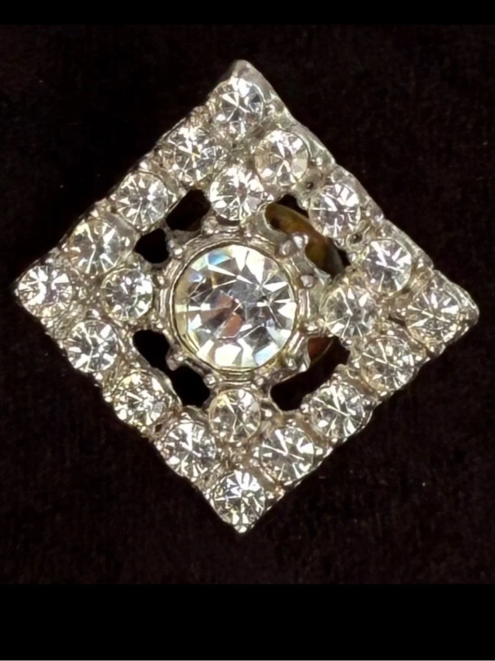 Vintage Silvertone Crystal Bling Brooch Pin